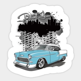 1955 Skyline Blue Chevy Bel Air Detroit Iron Print Sticker